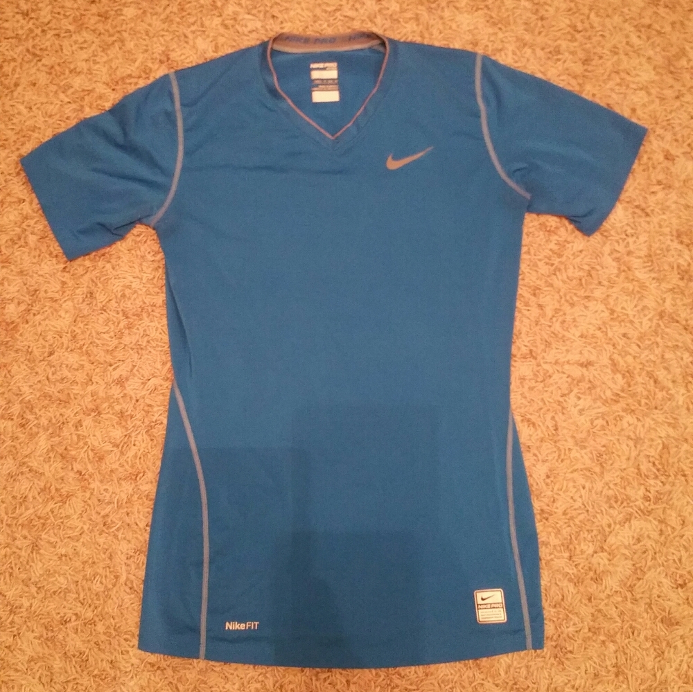 Bright blue Nike Pro Fitted tee